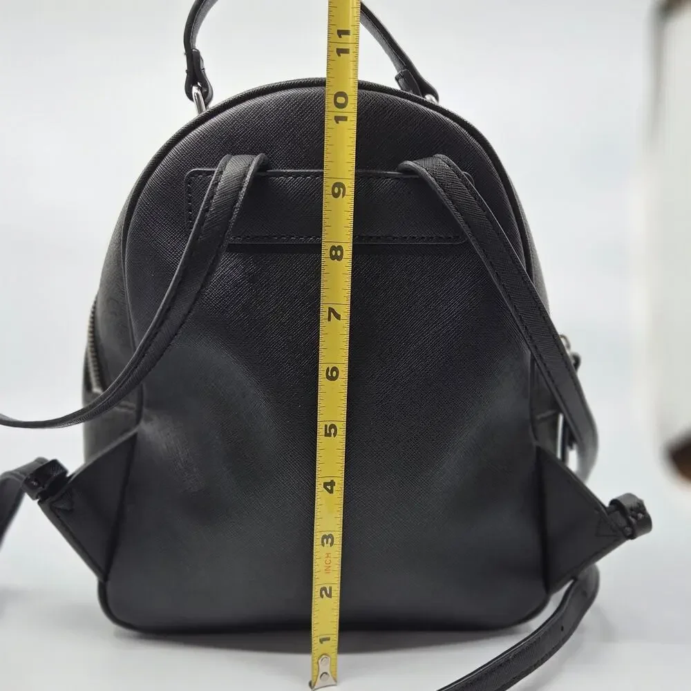 GUESS Los Angeles Mini Backpack Black Logo Print Zip Pocket Womens Bag